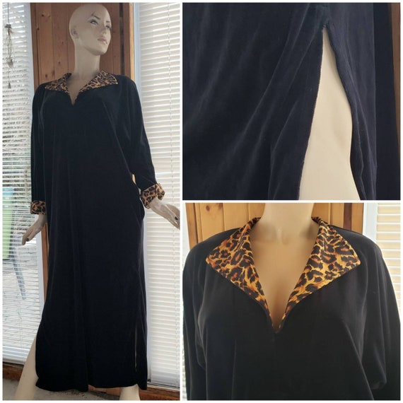 Maxi Black Velvet House Robe Hostess dress