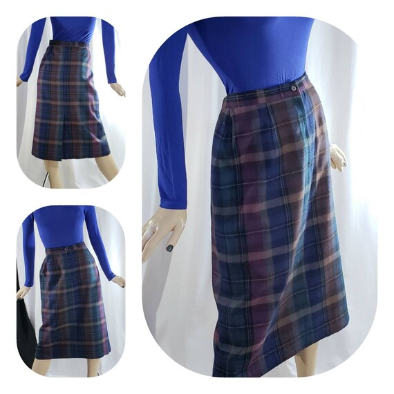Check Wool Pencil Skirt