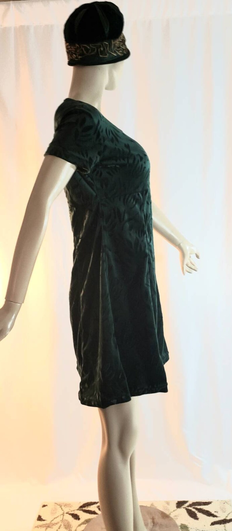Unworn green velvet mini vintage dress
