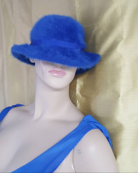 Blue Angora Cloche Hat by Kangol