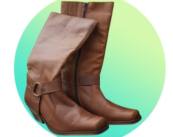 Brown Leather Western Boots Size 7