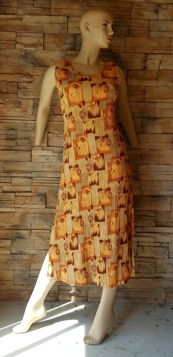 Gauze cotton maxi dress in fall colors