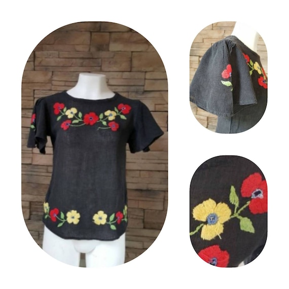 Flower Embroidered Gauze Cotton Shirt
