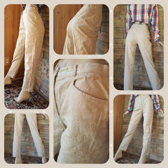 Cotton Cigarette Pants/high waist/