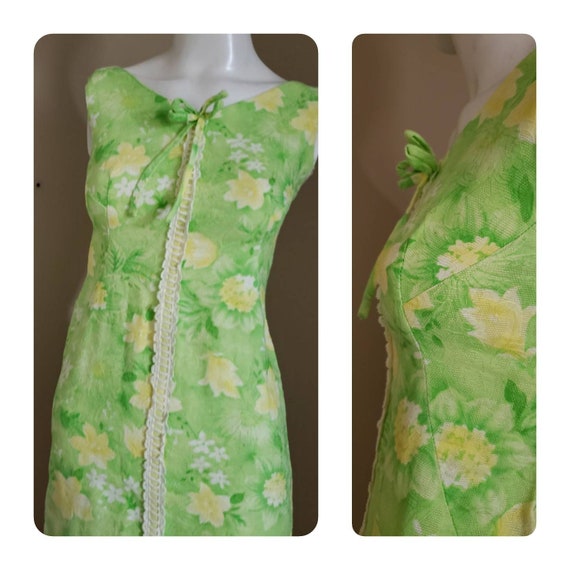 70s lime green mini dress