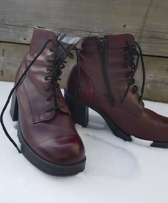 maroon platform boots