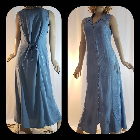 Deadstock Vintage Button Up Maxi Rayon Dress Size