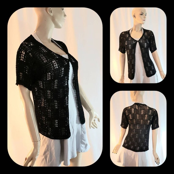 Short sleeve crochet cardigan