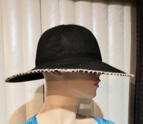 Black Wide Brimmed Fedora Hat - image 2