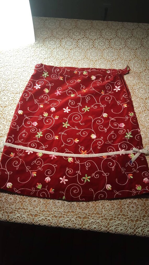 Embroidered Velvet mini Skirt