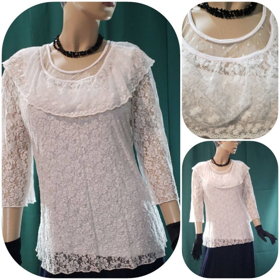 Romantic white lace blouse