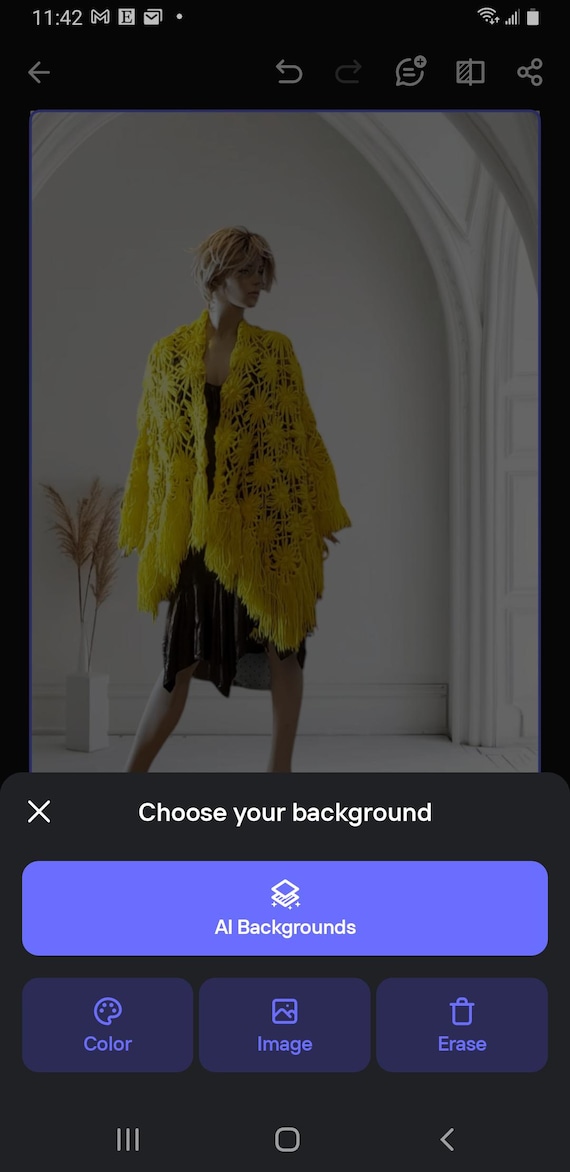 Triangular Yellow Crocheted Shawl Wrap - image 10