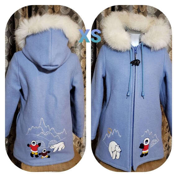 Inuit Eskimo Hooded Wool Parka With Embroidery XS Etsy