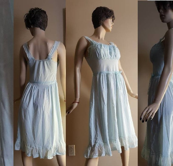 Pale Blue Nightie Negligee Dressing Gown