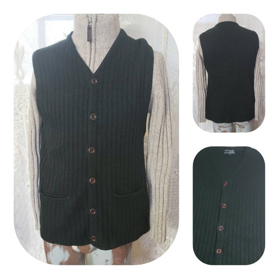 Forest Green Sleeveless Knit Wool Cardigan