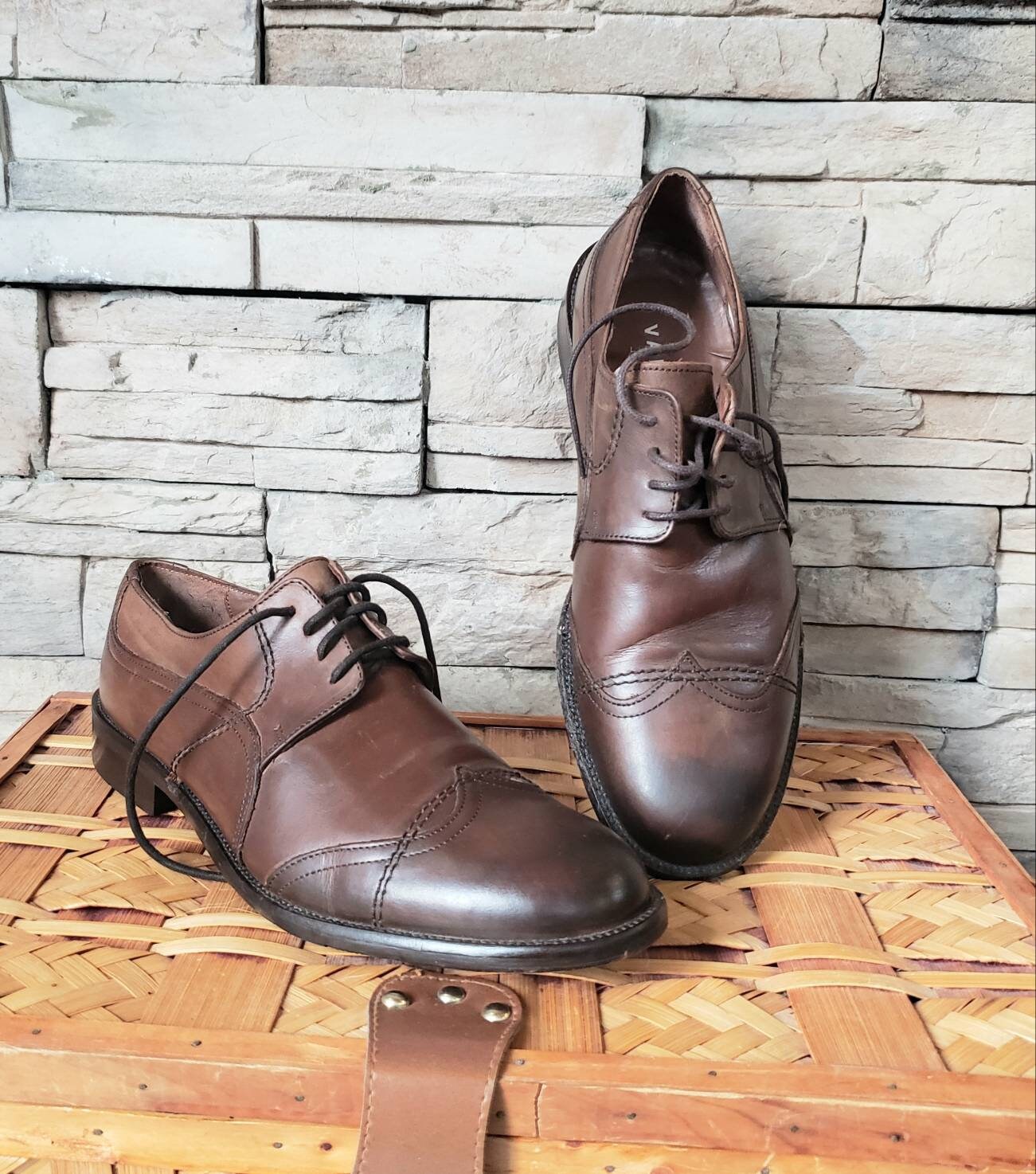 Shoes Mens Shoes Oxfords & Wingtips Vintage Royal Imperial Florsheim Burgundy Leather Oxford WingTip Shoes 8C 358470 