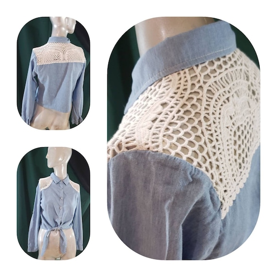 Tie front western blouse