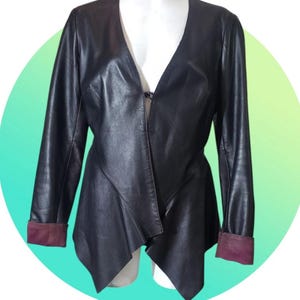 Veste en cuir souple noire bordeaux, femmes de petite taille de blazer de ressort