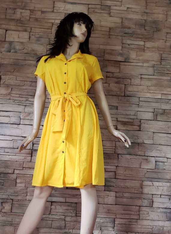 Button Down Yellow Shirtdress