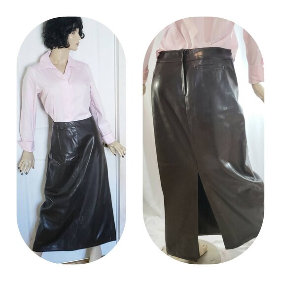 Brown Faux Leather Maxi Skirt Size 13