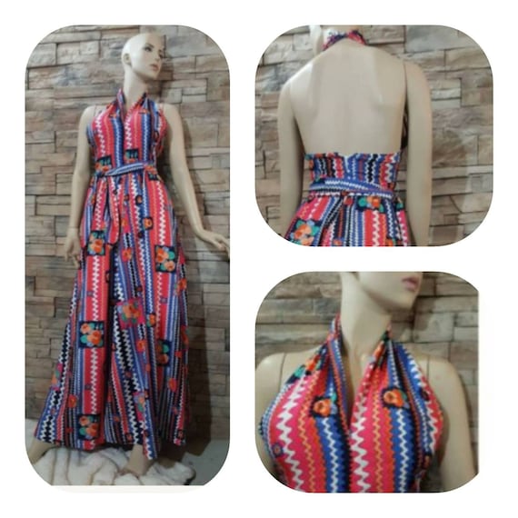 70's Maxi Halter Top Dress