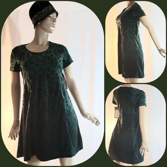Green velvet mini vintage dress with tags