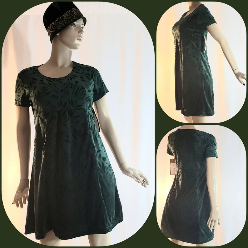 Unworn green velvet mini vintage dress