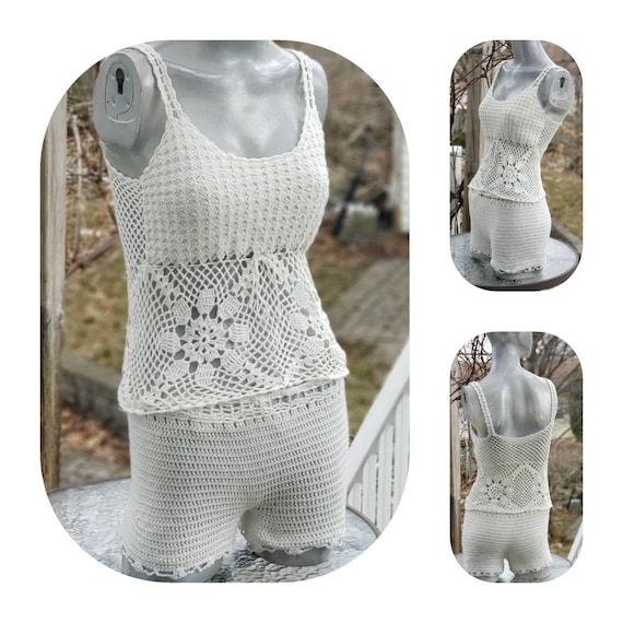 Crochet Tank Shorts Set