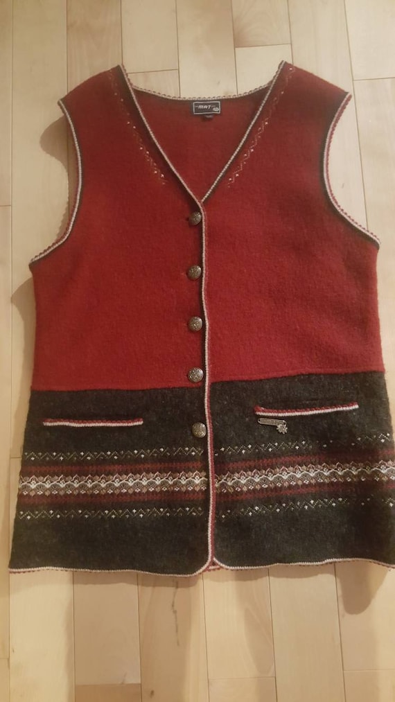 Women's Red Wool Waistcoat