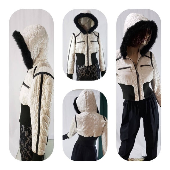 White hooded cropped jacket