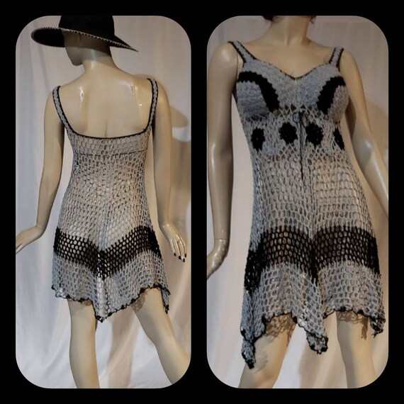 Crocheted Mini Mesh Dress Beach Cover Up