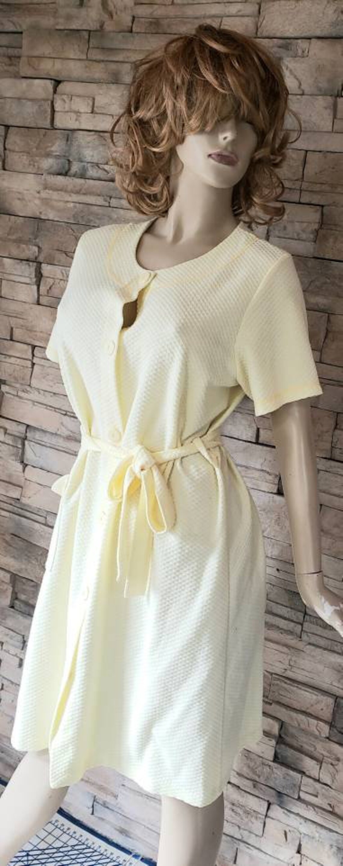 Short Sleeves Summer Dressing Robe Pale Yellow Etsy