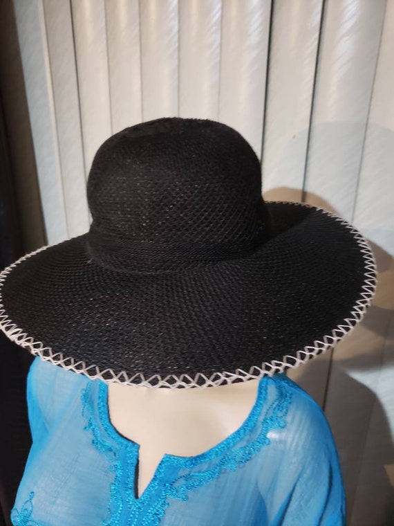 Black Wide Brimmed Fedora Hat - image 5