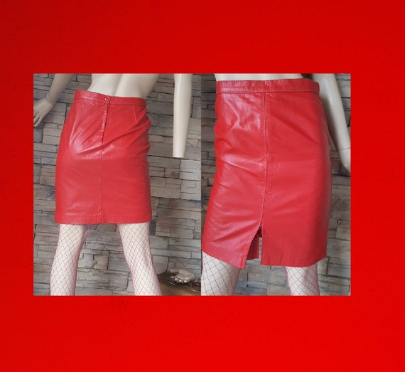 red leather pencil skirt