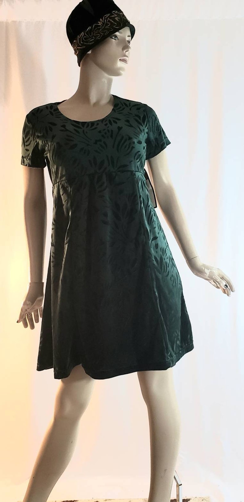 Unworn green velvet mini vintage dress