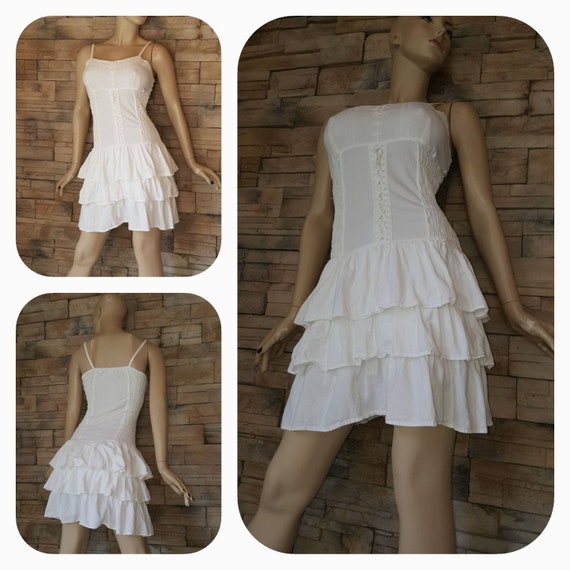 White cotton ruffle dress/