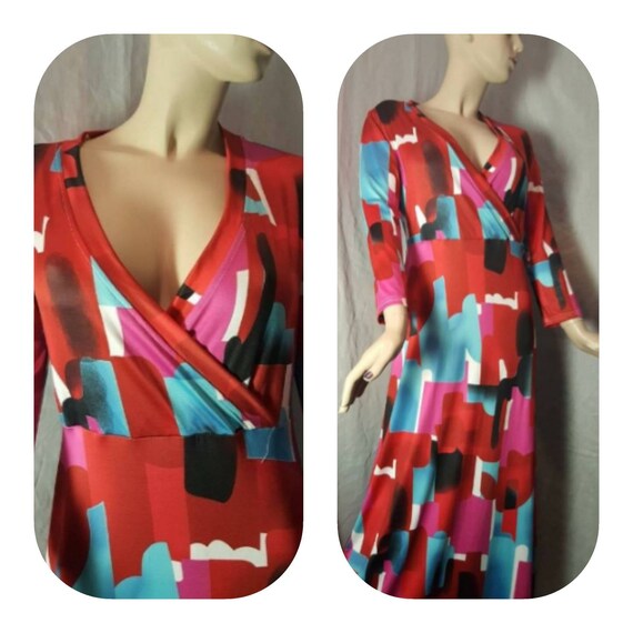 Psychedelic Abstract Print Maxi Dress/Size Large