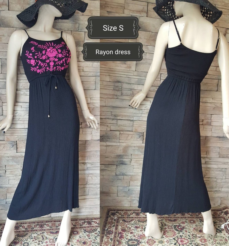 black rayon maxi dress