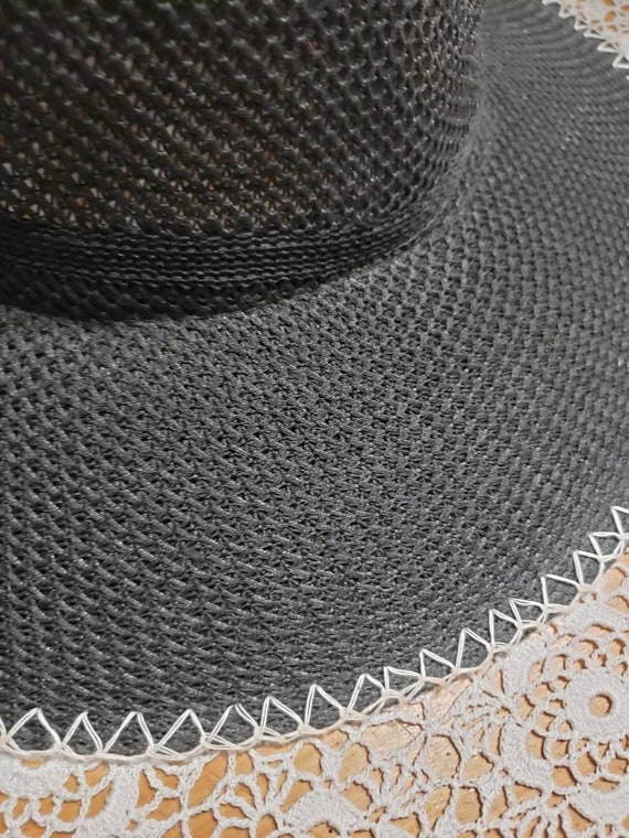 Black Wide Brimmed Fedora Hat - image 10