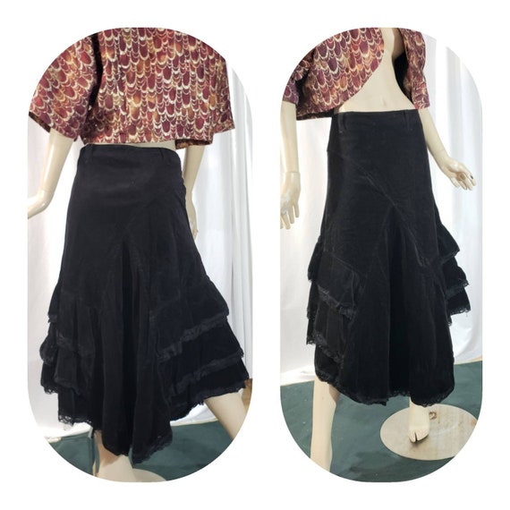 Black Corduroy Bohemian Skirt