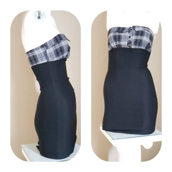 Strapless Black Mini stretch Dress Petite Size