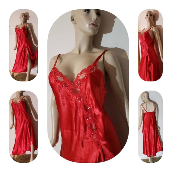 Long red sexy lace camisole