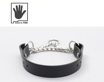 Collare per cani Martingale a catena impermeabile nera: fatto a mano, in biothane, facile da pulire