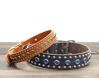 Leren hondenhalsband met gesp: handgemaakt, volnerf (Durango Kid-patroon)