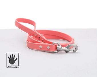 Correa impermeable para perros color rosa coral: biotano, a prueba de mal olor, hecha a mano en EE. UU.