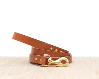 Custom Tan Leather Dog Leash: Full Grain, Handmade