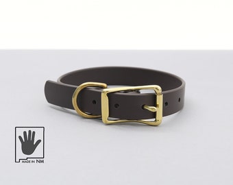Brown Waterproof Belt Buckle Dog Collar: Waterproof, Handmade, Easy Clean
