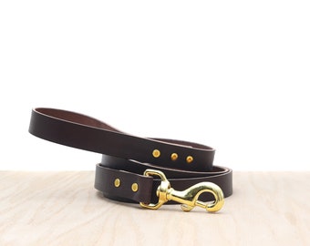 Custom Dark Brown Leather Dog Leash: Full Grain, Handmade
