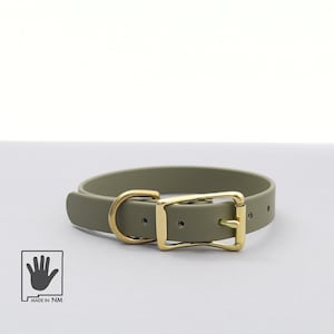 Collar impermeable para perros verde oliva con hebilla de cinturón / Collar a prueba de mal olor / Collar de biotano / Collar hecho a mano / Collar para perros grandes