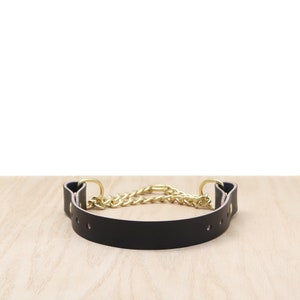 Black Leather Martingale Collar | Leather Dog Collar | Training Dog Collar | Durable Dog Collar | Big Dog Collar